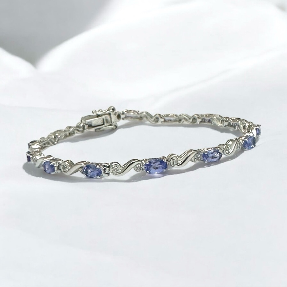 R.H. Macy & Co. Tanzanite Diamond Sterling Silver Tennis Bracelet